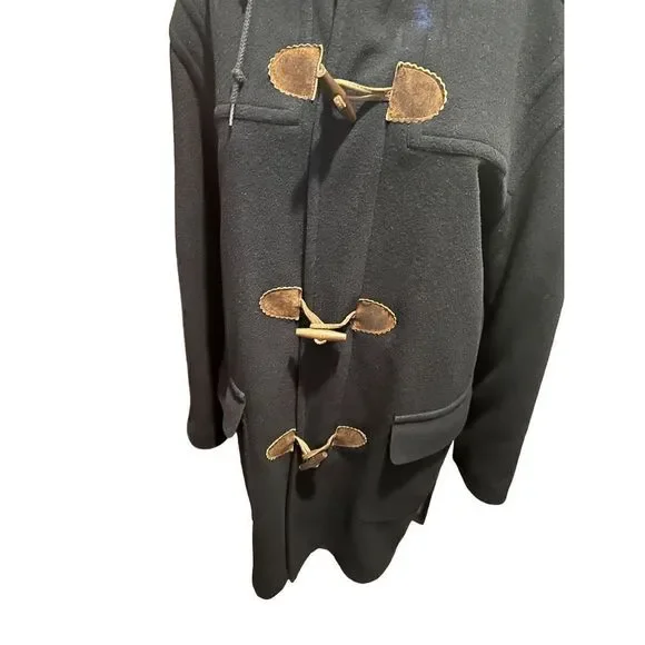 Vintage LL Bean 100% Wool Thinsulate Plaid Lining Mens Navy Coat Size M Tall USA - Picture 2 of 12